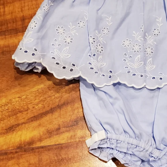 Janie and Jack NWT 12-18 months periwinkle floral eyelet two-piece set - Picture 7 of 8